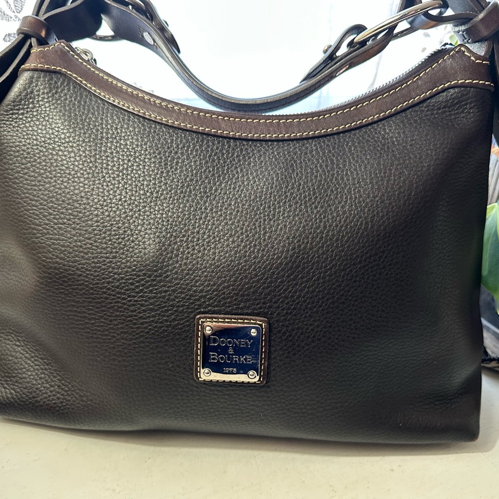 Dark Chocolate Brown Leather Dooney & Bourke Shoulder Bag